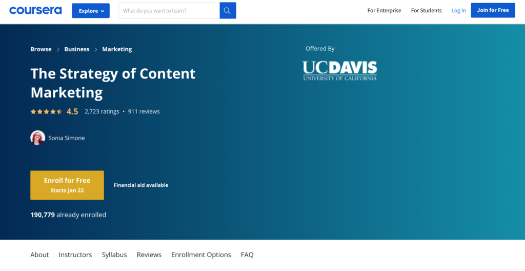 Coursera: The Strategy of Content Marketing