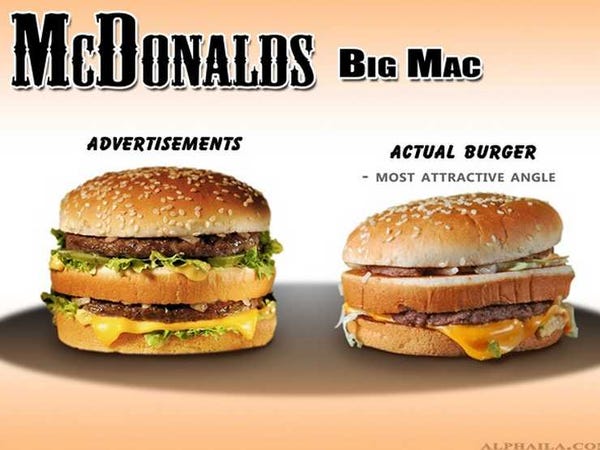 McDonalds Burger Advertisement vs. Reality